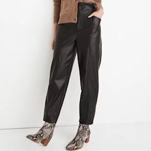 “NEW” Madewell Vegan Leather Pull-On Paperbag Pant